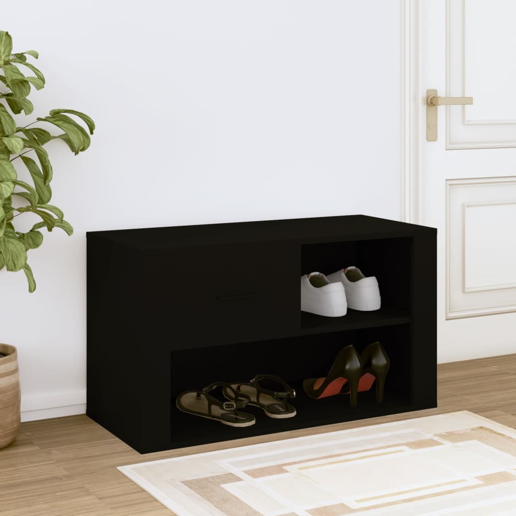 vidaXL Παπουτσοθήκη Μαύρη 80x35x45 εκ. από Επεξεργασμένο Ξύλο