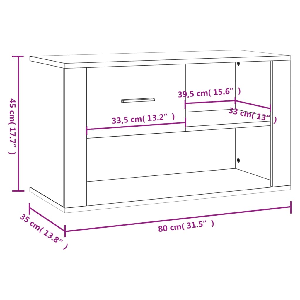 vidaXL Παπουτσοθήκη Μαύρη 80x35x45 εκ. από Επεξεργασμένο Ξύλο