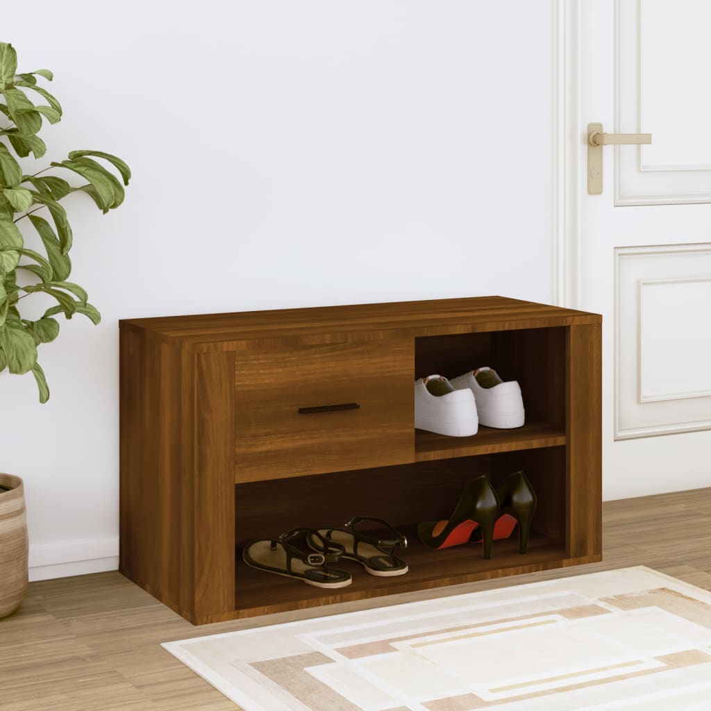vidaXL Παπουτσοθήκη Καφέ Δρυς 80x35x45 εκ. από Επεξεργασμένο Ξύλο