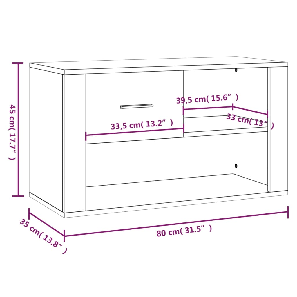 vidaXL Παπουτσοθήκη Καφέ Δρυς 80x35x45 εκ. από Επεξεργασμένο Ξύλο