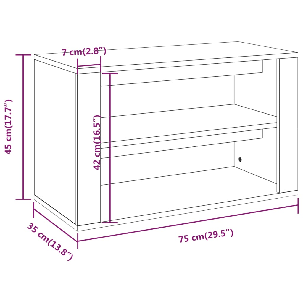 vidaXL Παπουτσοθήκη Καπνιστή Δρυς 75x35x45 εκ. Επεξεργασμένο Ξύλο