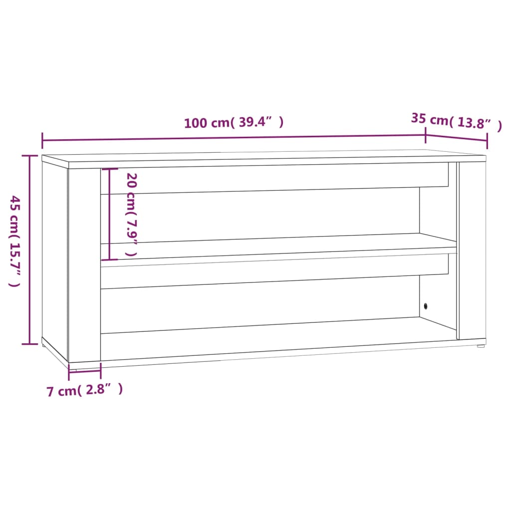vidaXL Παπουτσοθήκη Sonoma Δρυς 100 x 35 x 45 εκ. Επεξεργασμένο Ξύλο