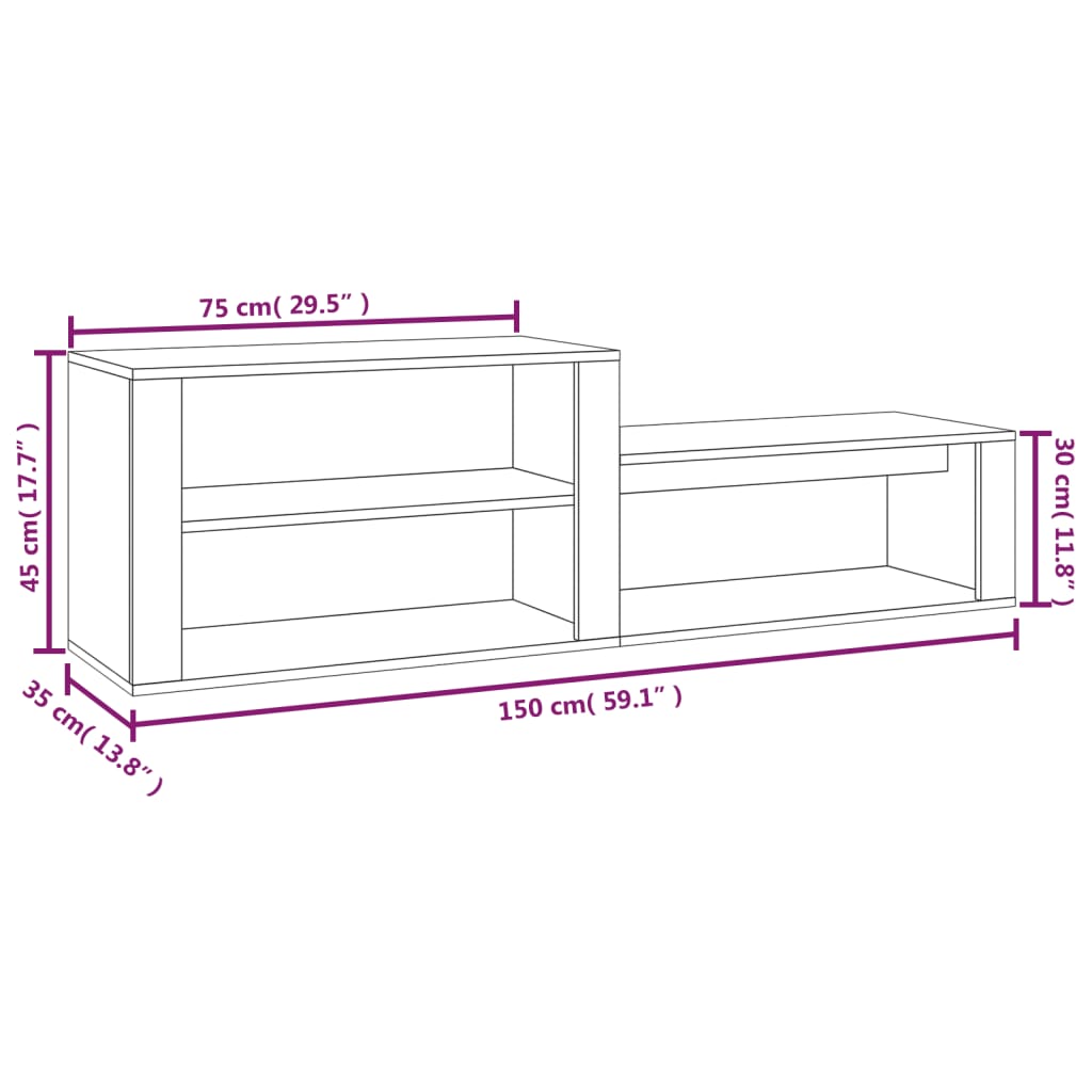 vidaXL Παπουτσοθήκη Μαύρο 150x35x45 εκ. από Επεξεργασμένο Ξύλο