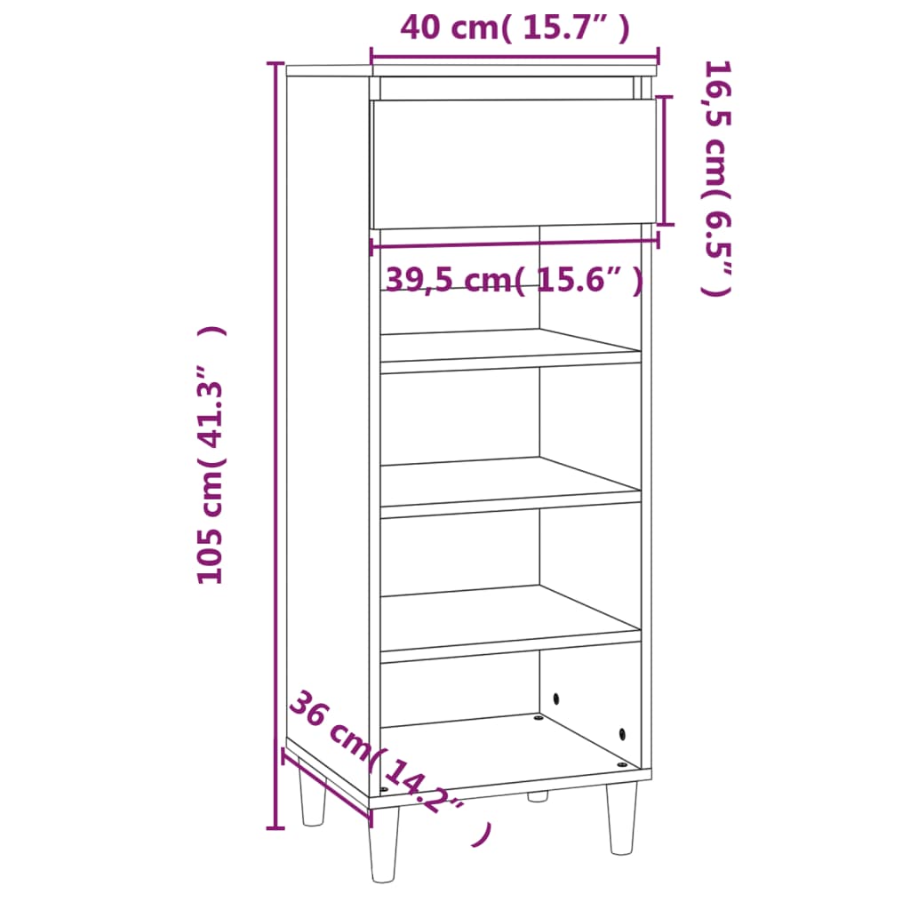 vidaXL Παπουτσοθήκη Λευκή 40 x 36 x 105 εκ. από Επεξεργασμένο Ξύλο