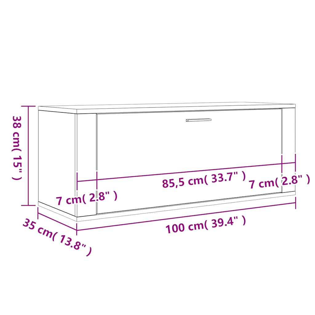 vidaXL Παπουτσοθήκη Επιτοίχια Λευκή 100x35x38 εκ. Επεξεργασμένο Ξύλο
