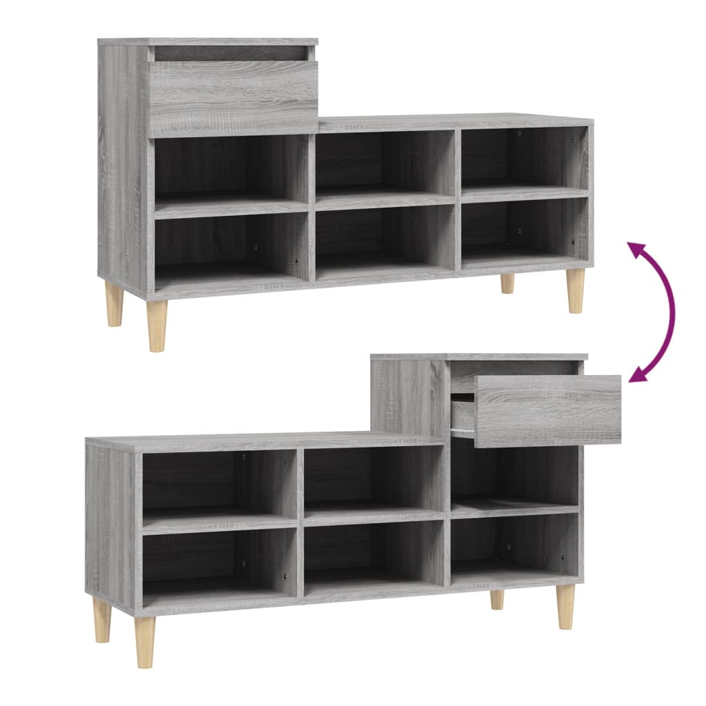 vidaXL Παπουτσοθήκη Γκρι Sonoma 102x36x60 εκ. από Επεξεργασμένο Ξύλο
