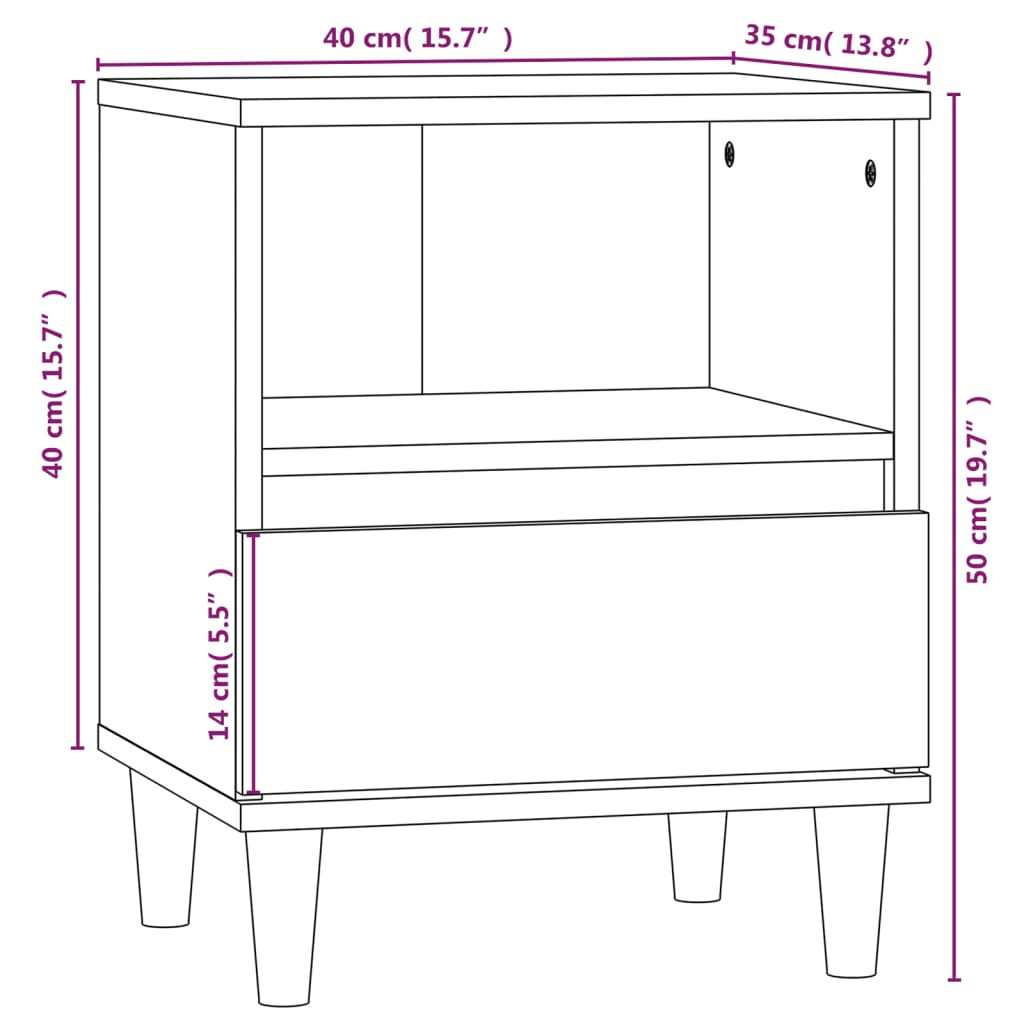 vidaXL Κομοδίνο Καπνιστή Δρυς 40x35x50 εκ.