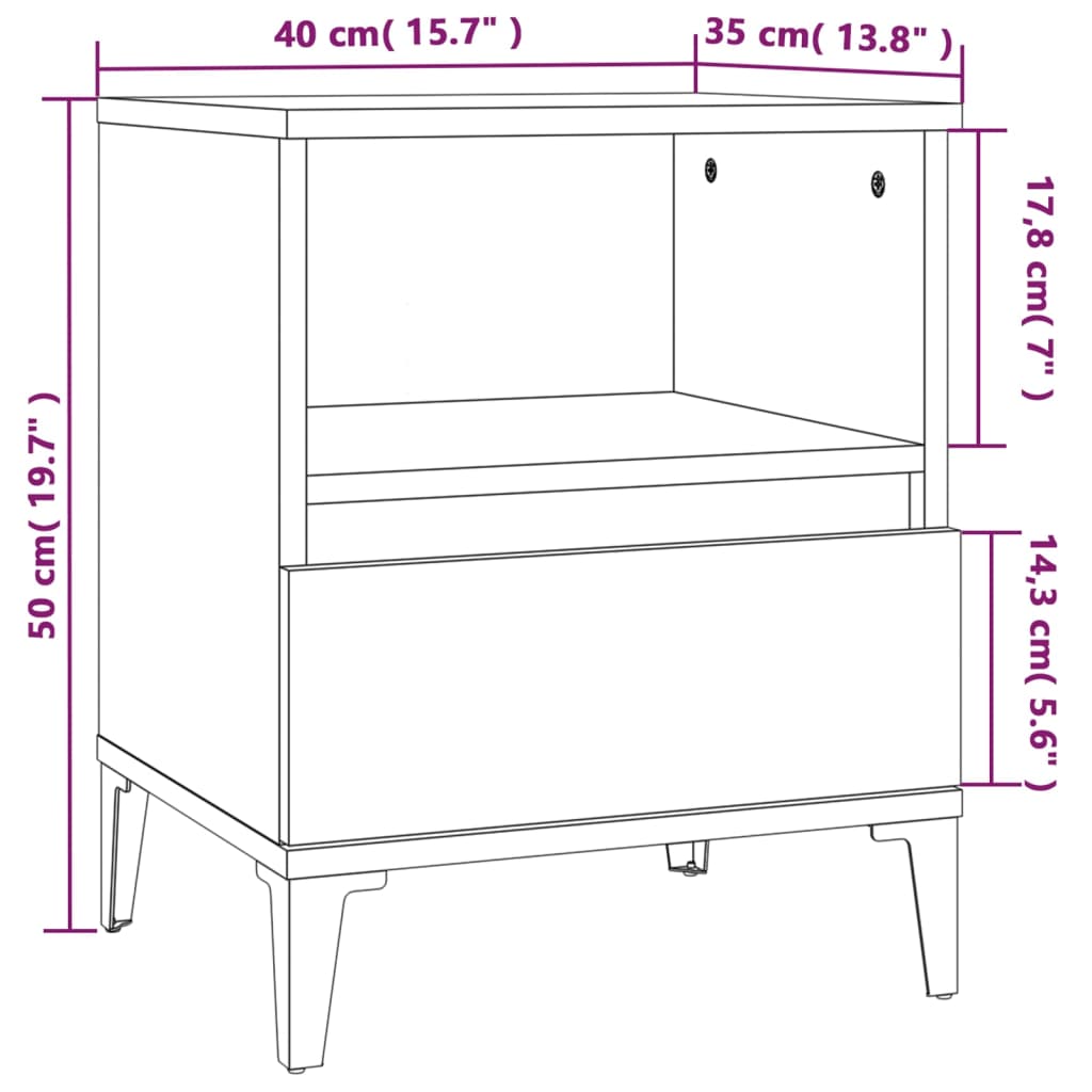 vidaXL Κομοδίνο Καπνιστή Δρυς 40x35x50 εκ.