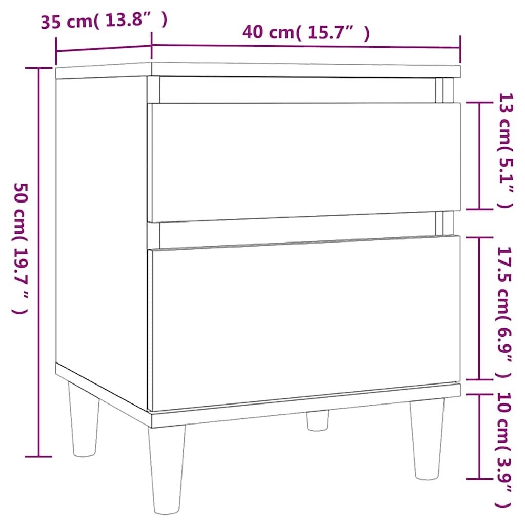 vidaXL Κομοδίνα 2 τεμ. Γκρι Σκυροδέματος 40 x 35 x 50εκ.