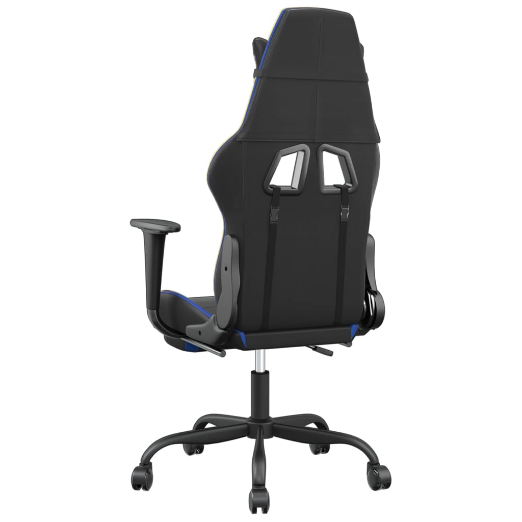 vidaXL Καρέκλα Gaming Μασάζ Υποπόδιο Μαύρο/μπλε από Συνθετικό Δέρμα