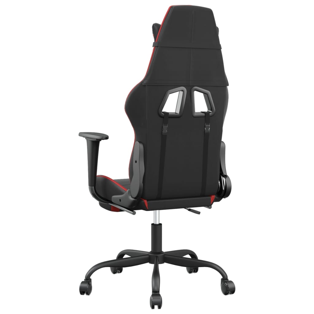 vidaXL Καρέκλα Gaming Μασάζ Υποπόδιο Μαύρο/Κόκκινο από Συνθετικό Δέρμα
