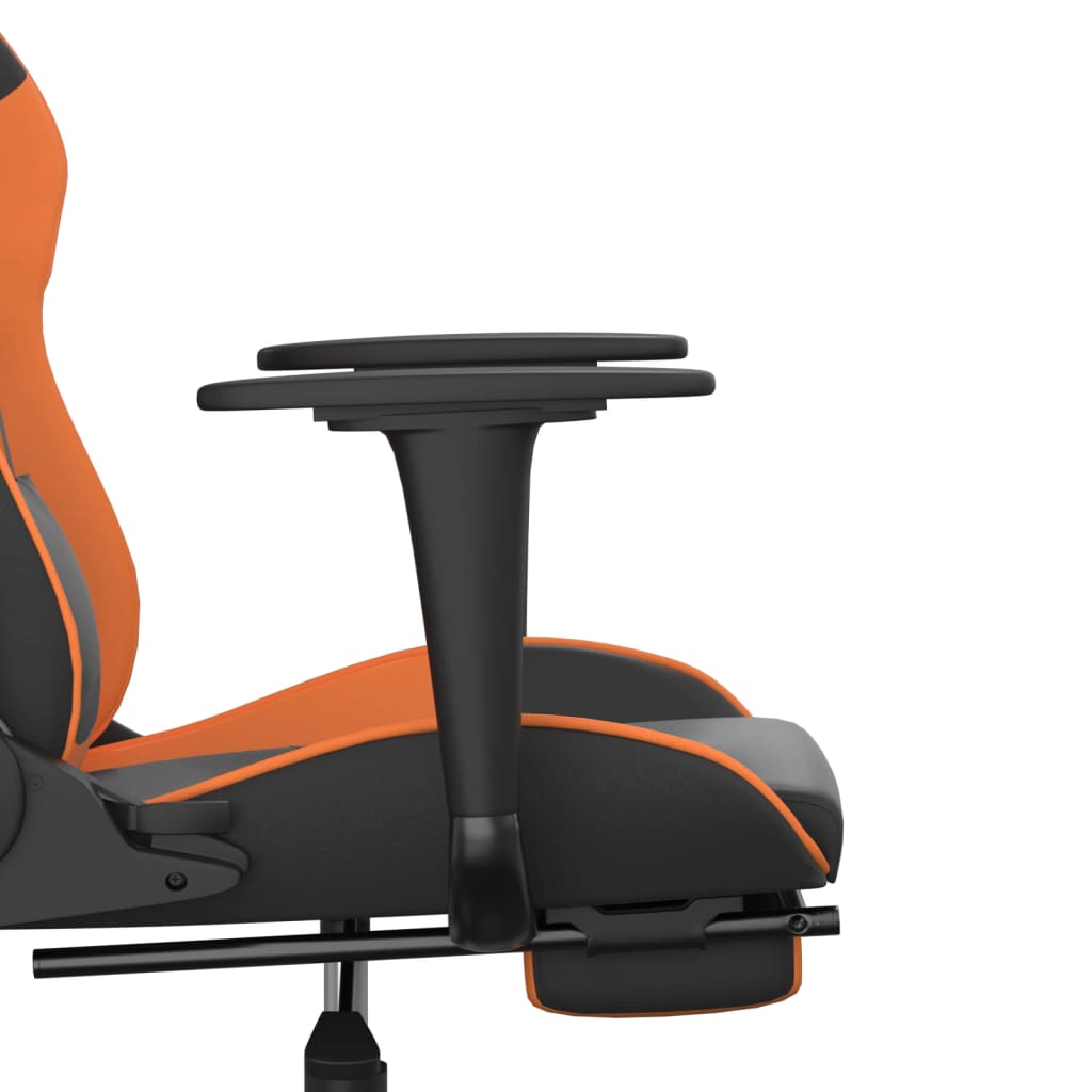 vidaXL Καρέκλα Gaming Μασάζ Υποπόδιο Μαύρο/Πορτοκαλί Συνθετικό Δέρμα