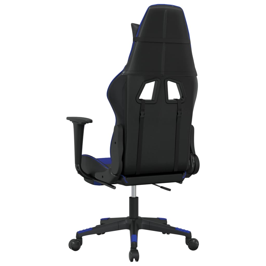 vidaXL Καρέκλα Gaming Μασάζ Υποπόδιο Μαύρο/μπλε από Συνθετικό Δέρμα