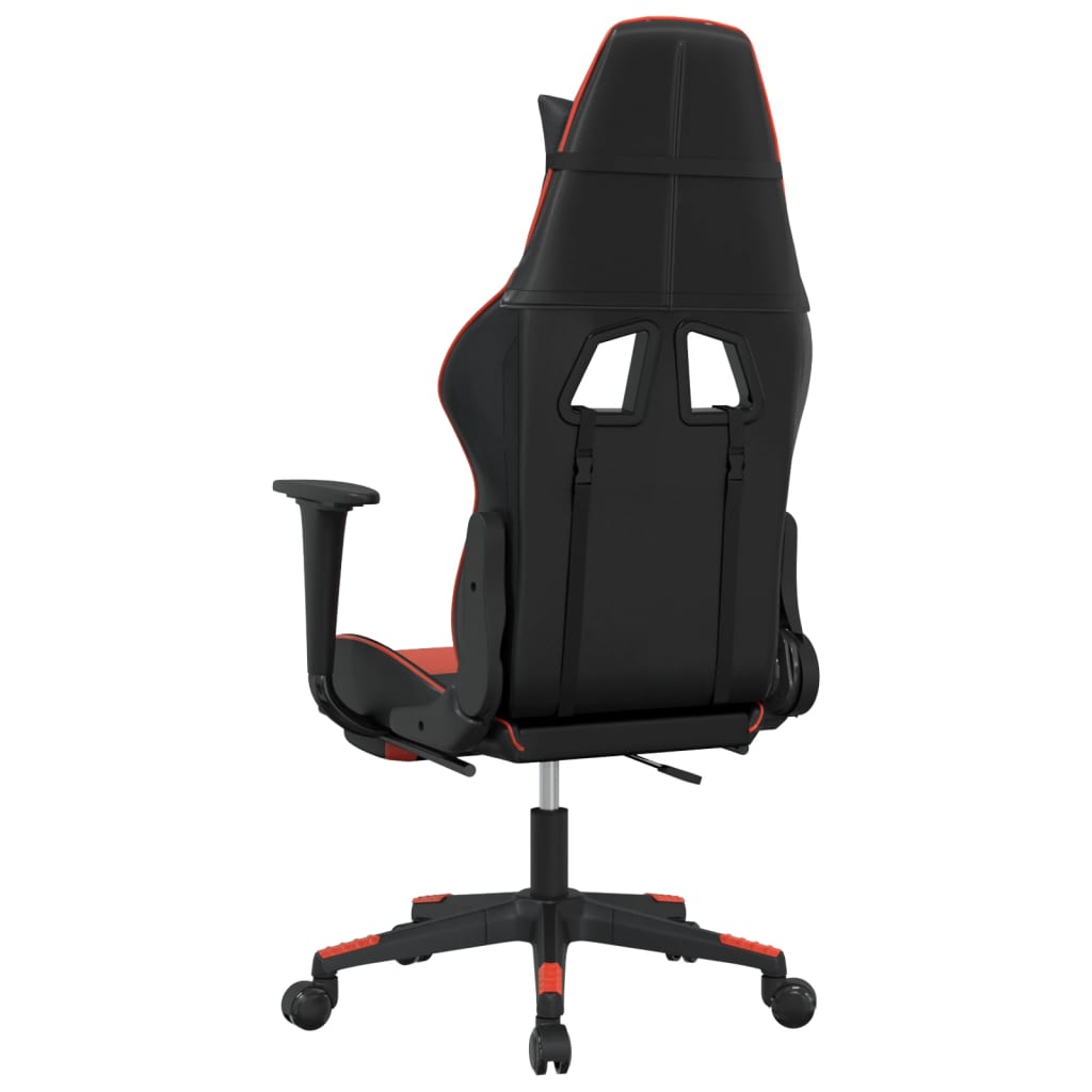 vidaXL Καρέκλα Gaming Μασάζ Υποπόδιο Μαύρο/Κόκκινο από Συνθετικό Δέρμα