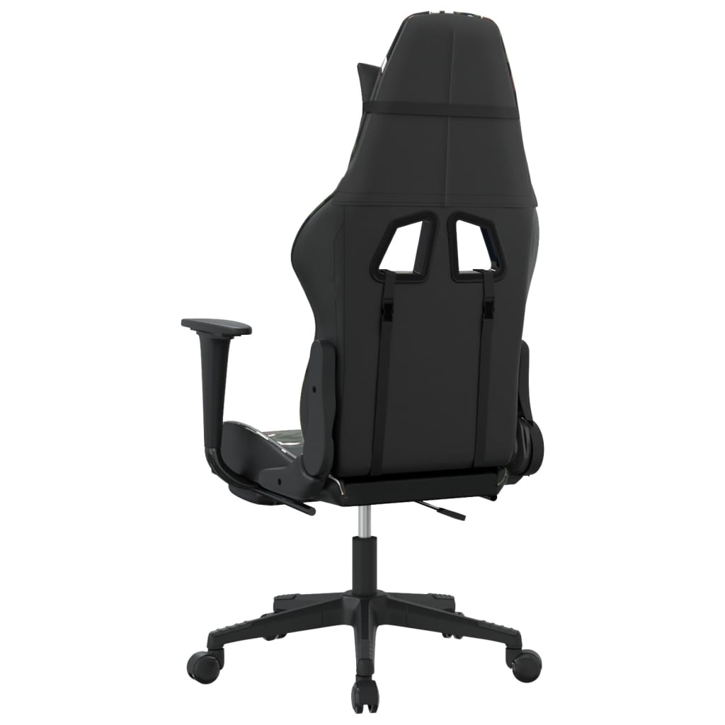 vidaXL Καρέκλα Gaming Μασάζ Υποπόδιο Μαύρο/Παραλλαγή Συνθετικό Δέρμα
