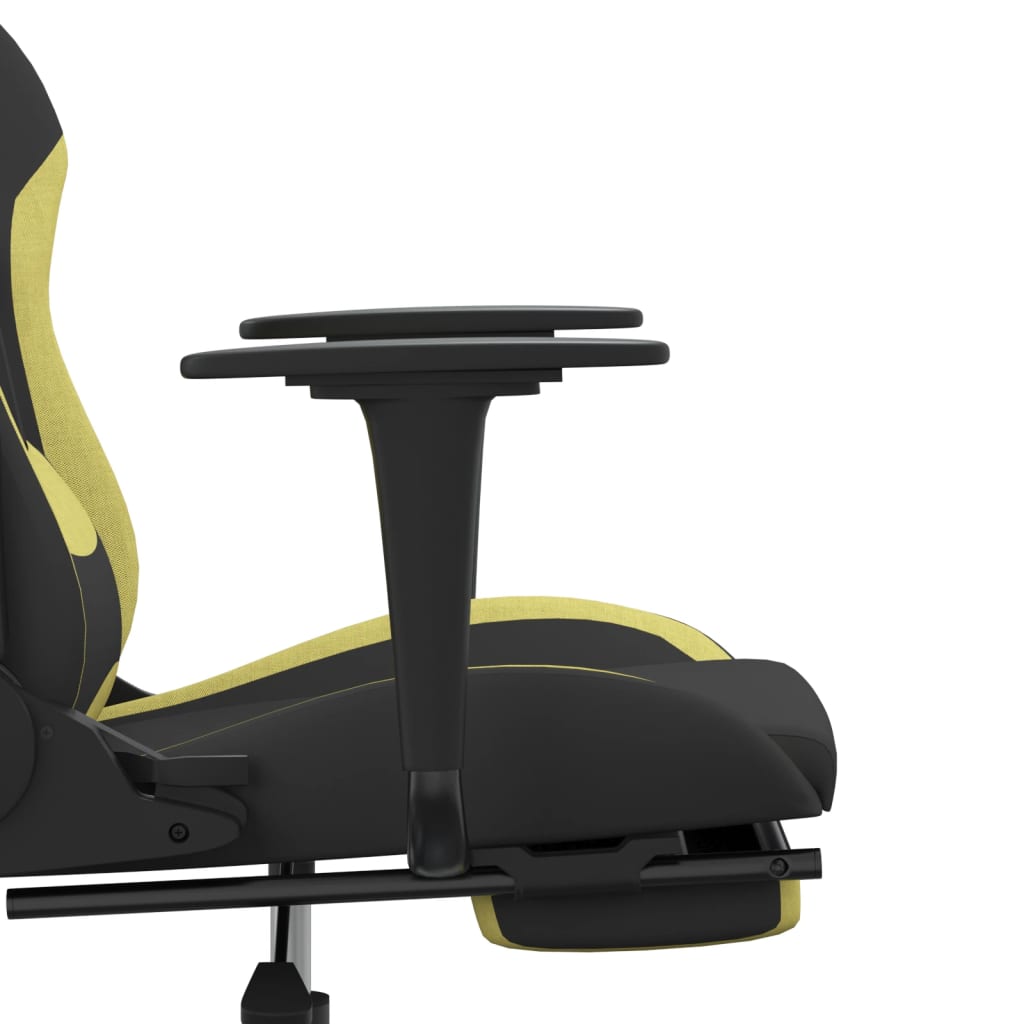 vidaXL Καρέκλα Gaming Μαύρη/Αν. Πράσινο Ύφασμα με Υποπόδιο
