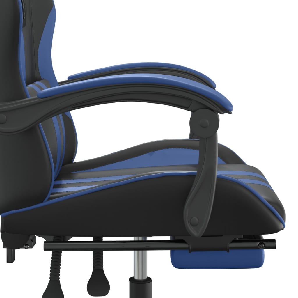 vidaXL Καρέκλα Gaming Μασάζ Υποπόδιο Μαύρο/μπλε από Συνθετικό Δέρμα