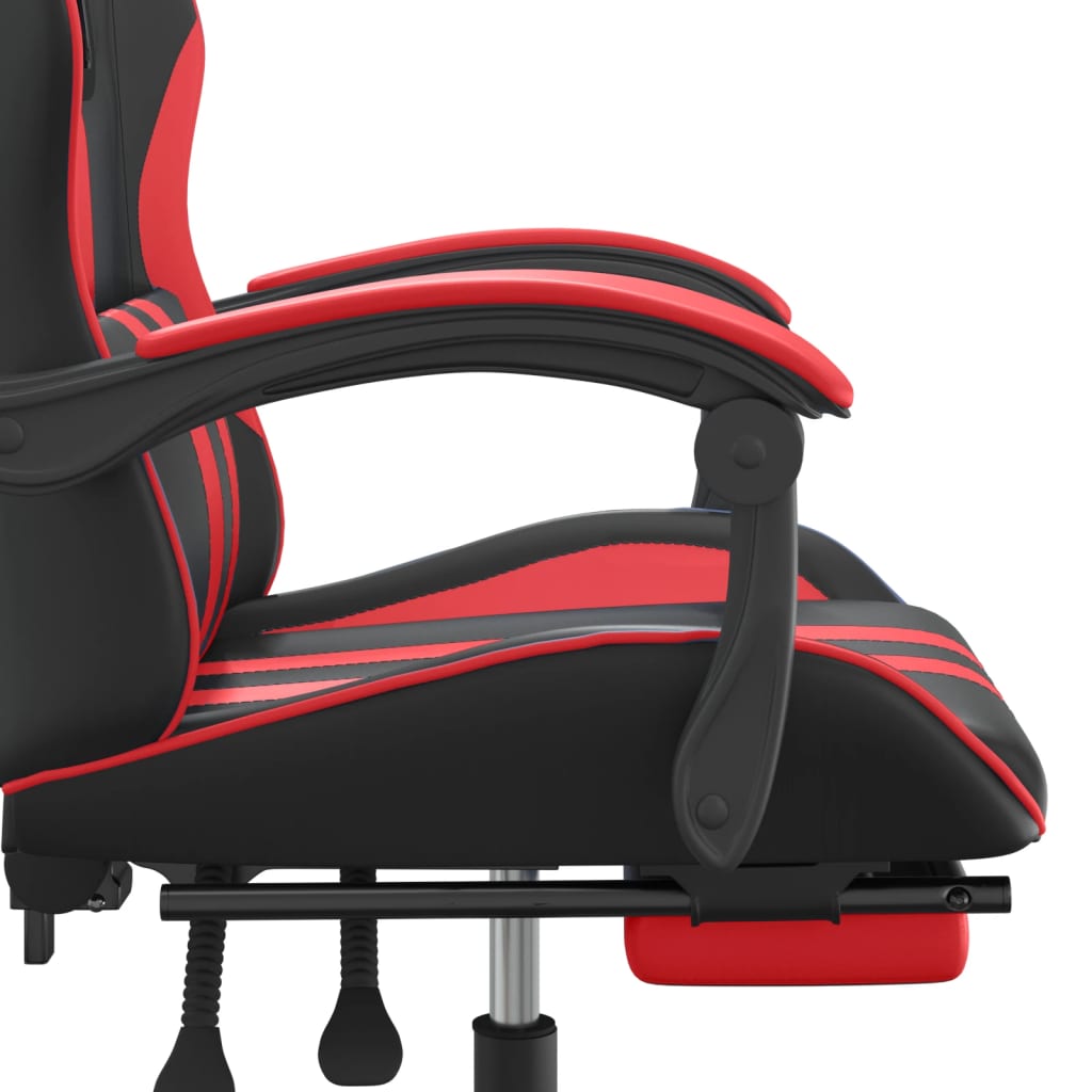 vidaXL Καρέκλα Gaming Μασάζ Υποπόδιο Μαύρο/Κόκκινο από Συνθετικό Δέρμα