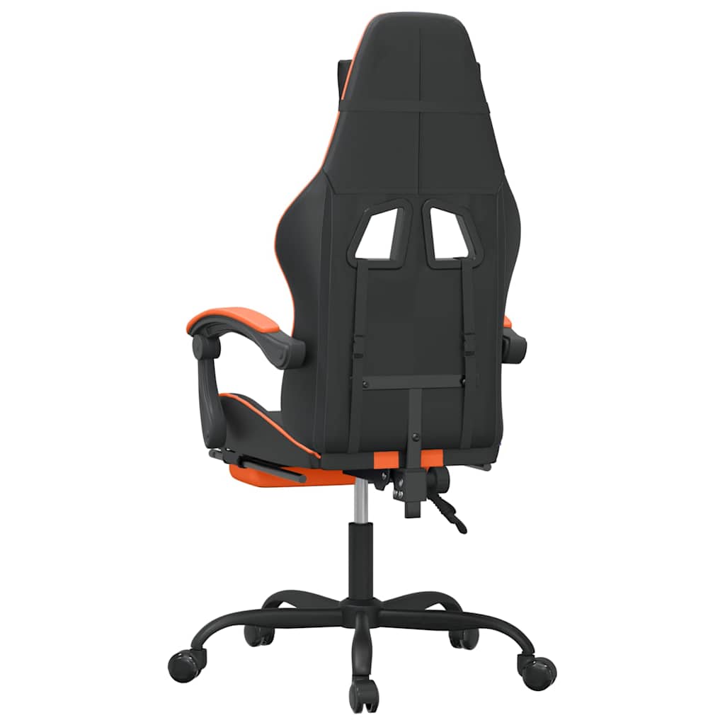 vidaXL Καρέκλα Gaming Μασάζ Υποπόδιο Μαύρο/Πορτοκαλί Συνθετικό Δέρμα