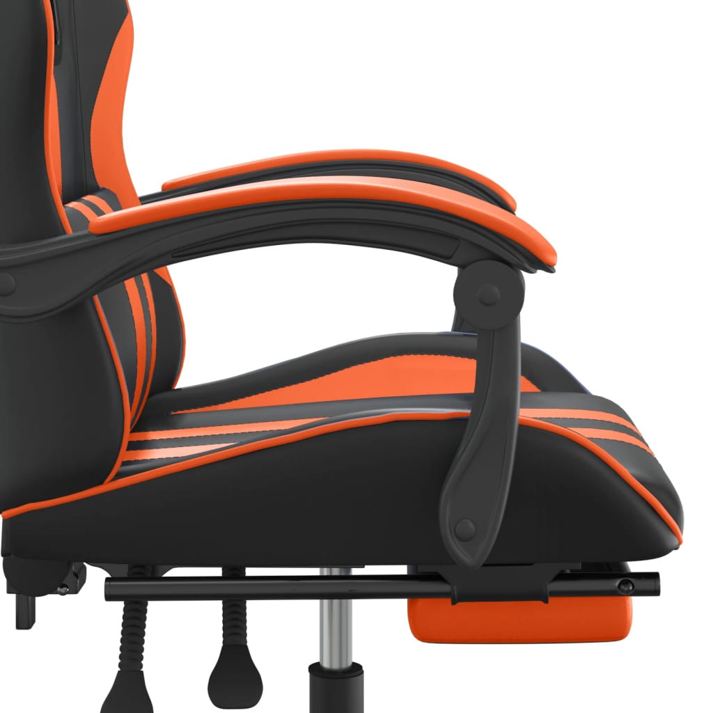 vidaXL Καρέκλα Gaming Μασάζ Υποπόδιο Μαύρο/Πορτοκαλί Συνθετικό Δέρμα