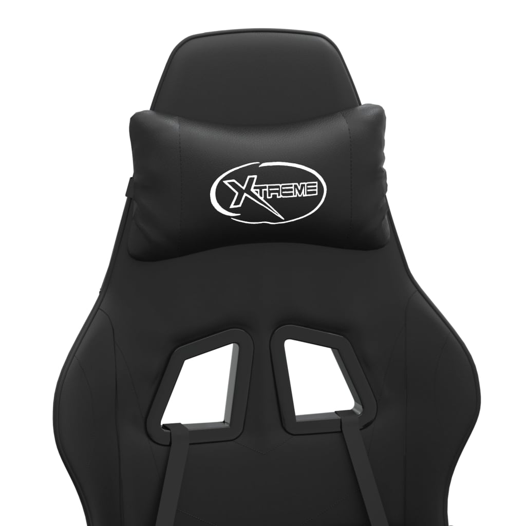 vidaXL Καρέκλα Gaming Μασάζ Υποπόδιο Μαύρο από Συνθετικό Δέρμα