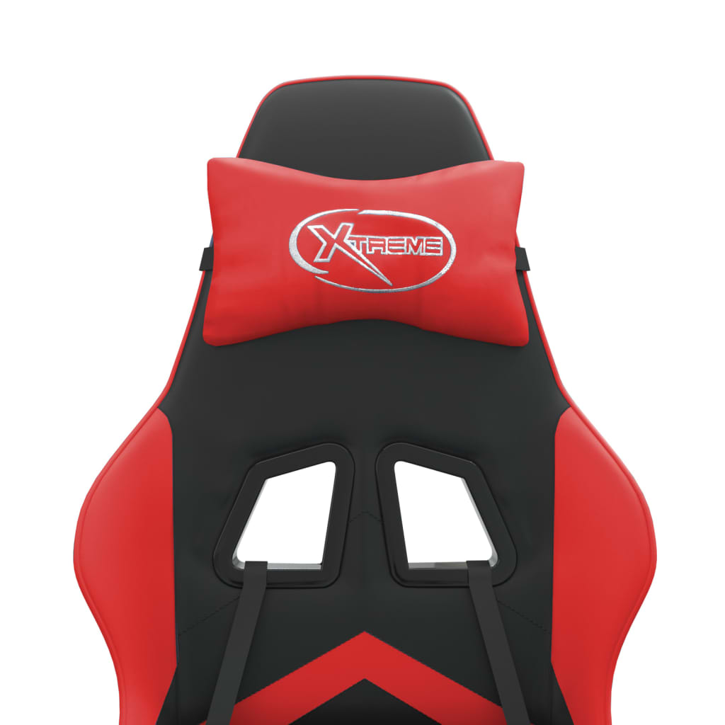 vidaXL Καρέκλα Gaming Μασάζ Υποπόδιο Μαύρο/Κόκκινο από Συνθετικό Δέρμα