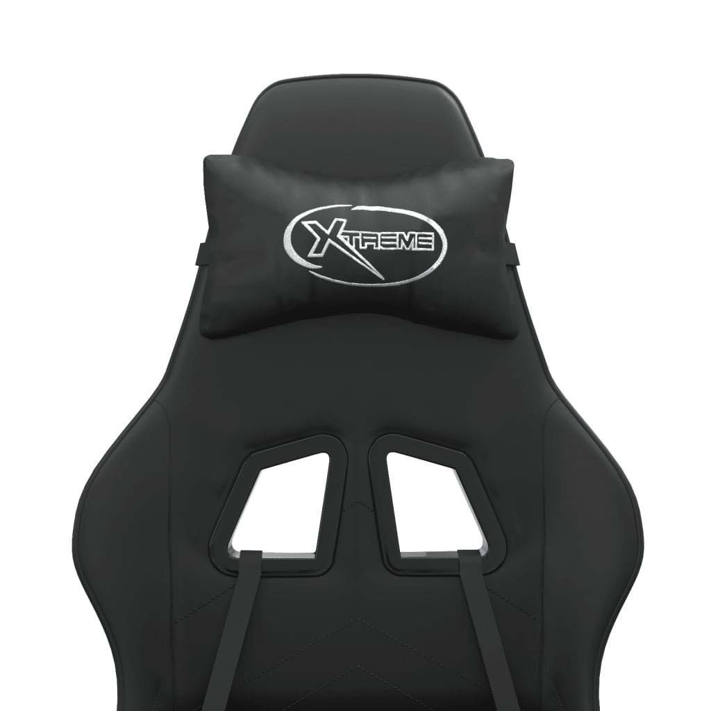 vidaXL Καρέκλα Gaming Μασάζ Υποπόδιο Μαύρο από Συνθετικό Δέρμα