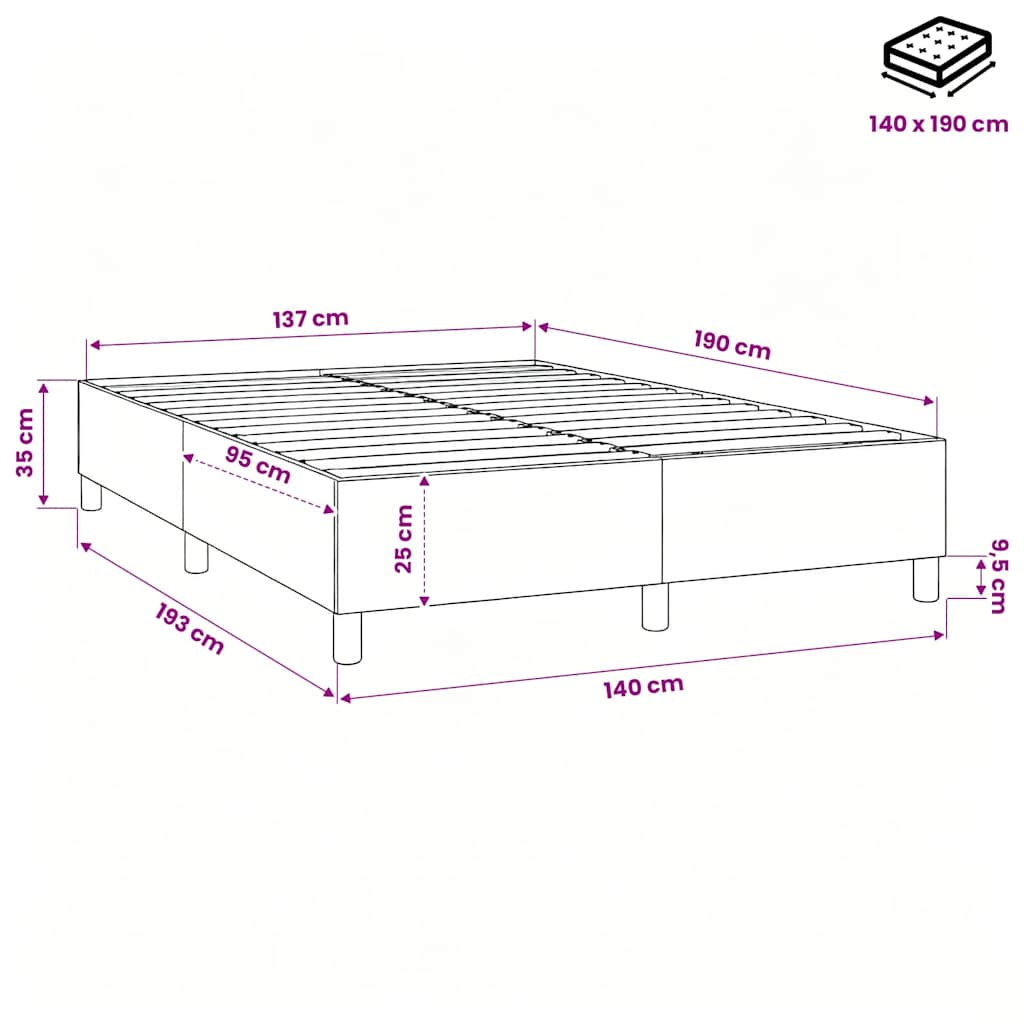 vidaXL Σκελετός Κρεβατιού με Ελατήρια Σκ. Καφέ 140x190 εκ. Υφασμάτινο