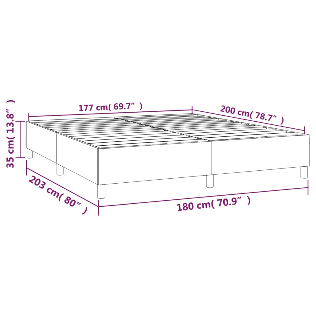 vidaXL Σκελετός Κρεβατιού Χωρίς Στρώμα Μαύρο 180x200 εκ. Υφασμάτινο