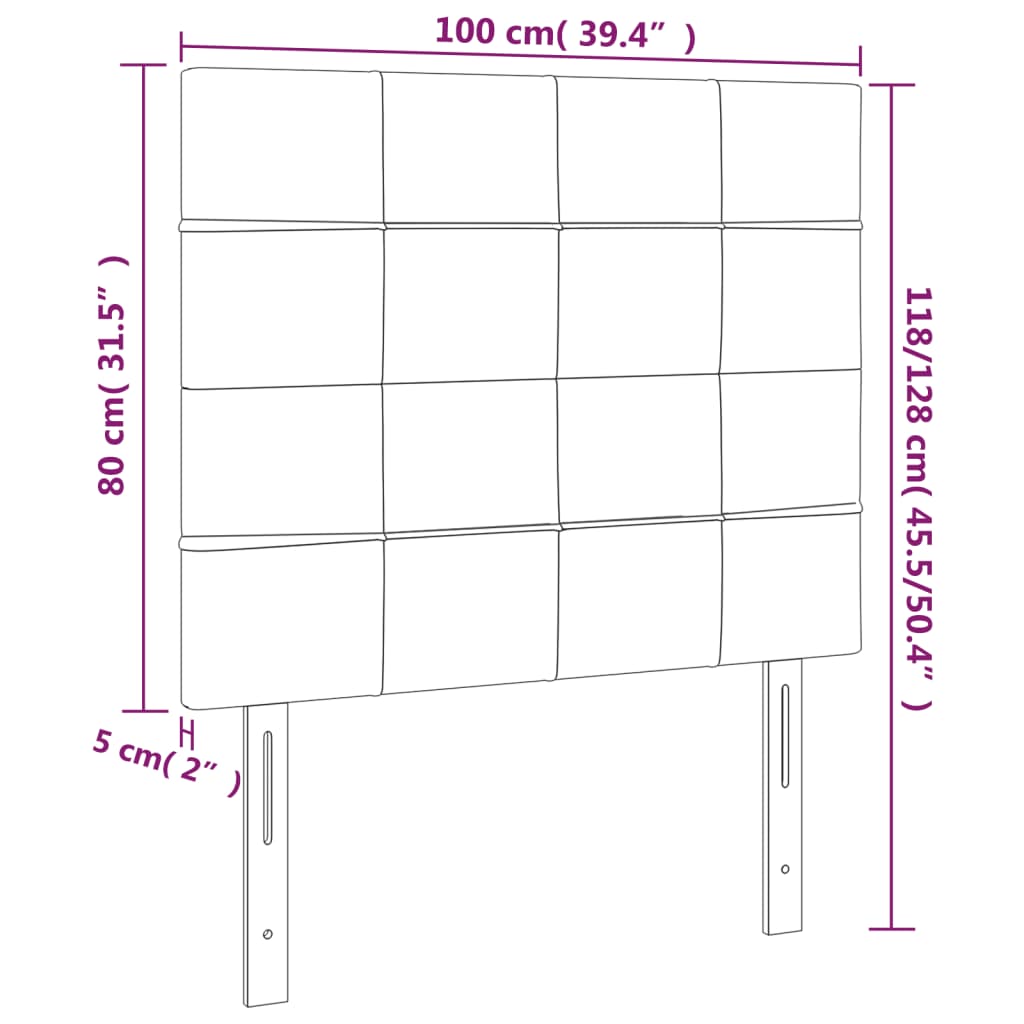vidaXL Κεφαλάρι Κρεβατιού Μαύρο 100x5x118/128 εκ. Ύφασμα