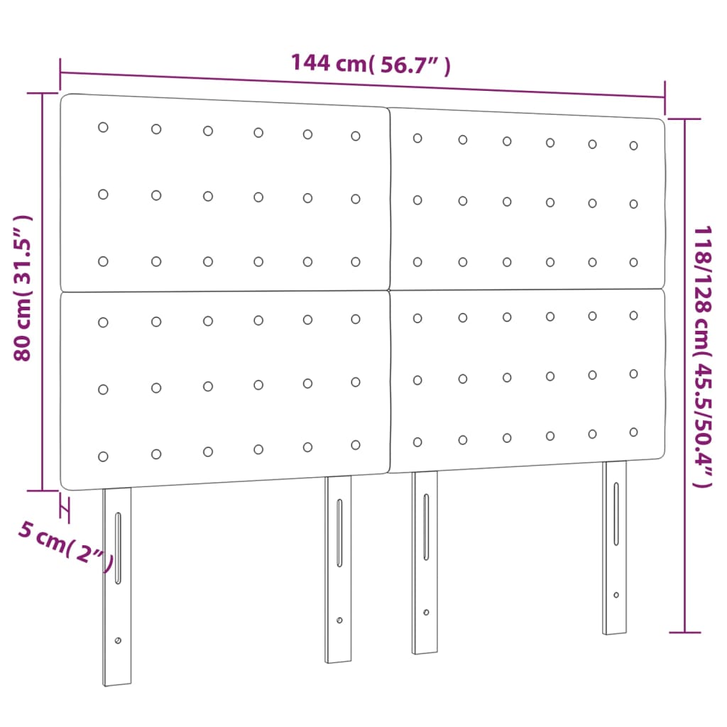 vidaXL Κεφαλάρι Κρεβατιού Γκρι 144x5x118/128 εκ. από Συνθετικό Δέρμα
