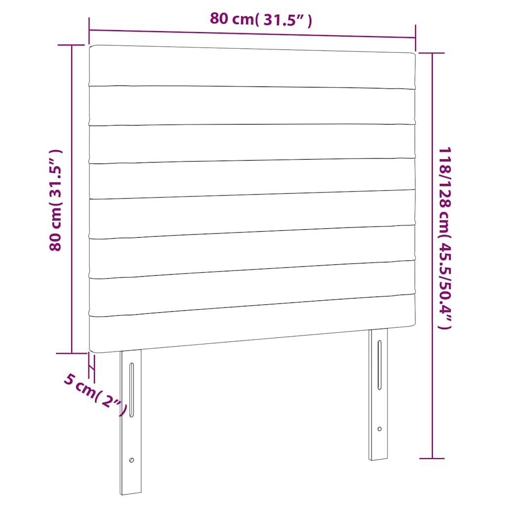 vidaXL Κεφαλάρι Μαύρο Βελούδινο 80x5x118/128 εκ.