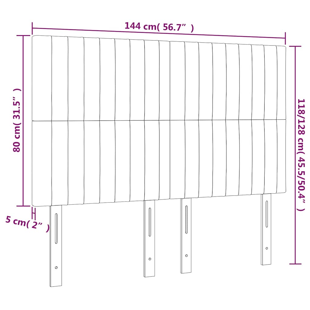 vidaXL Κεφαλάρι Κρεβατιού Σκούρο Καφέ 144x5x118/128 εκ. Ύφασμα