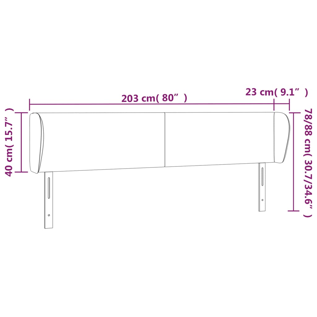 vidaXL Κεφαλάρι με Πτερύγια Ροζ 203x23x78/88 εκ. Βελούδινο