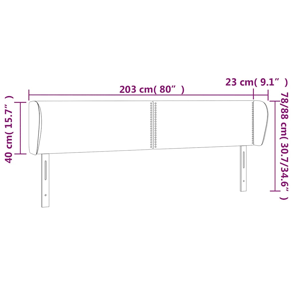vidaXL Κεφαλάρι με Πτερύγια Σκούρο Πράσινο 203x23x78/88 εκ. Βελούδινο