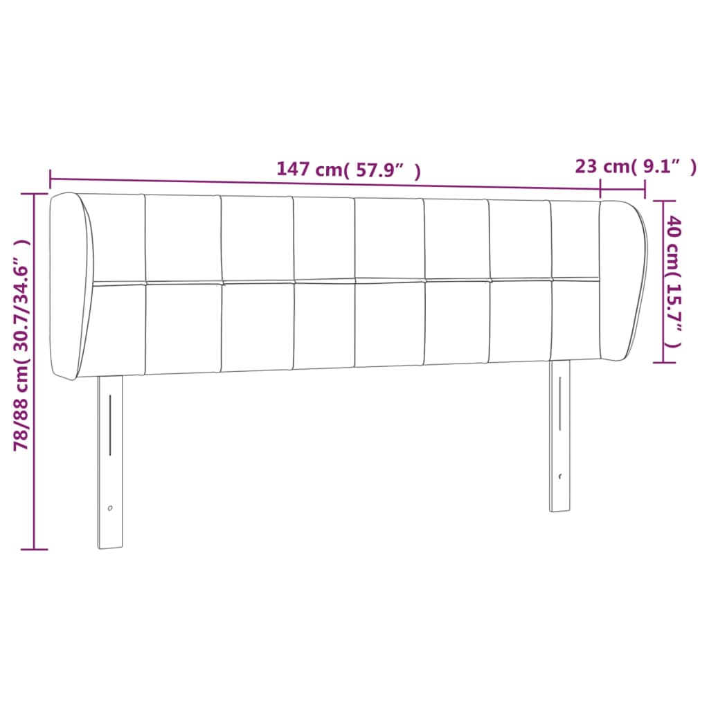 vidaXL Κεφαλάρι με Πτερύγια Κρεμ 147 x 23 x 78/88 εκ. Υφασμάτινο