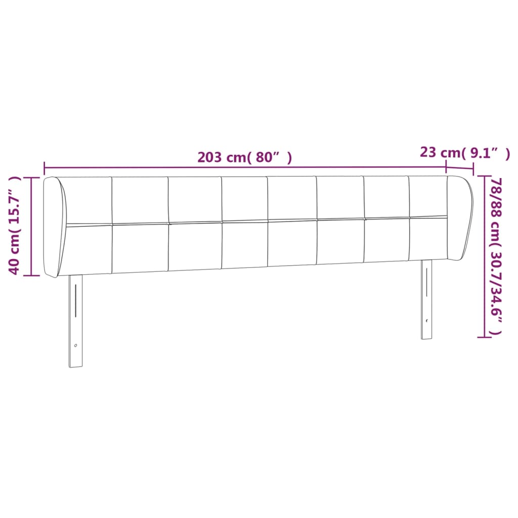vidaXL Κεφαλάρι με Πτερύγια Μαύρο 203 x 23 x 78/88 εκ. Υφασμάτινο