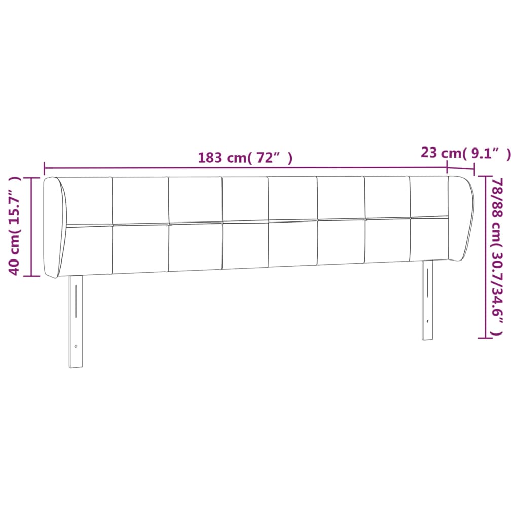 vidaXL Κεφαλάρι με Πτερύγια Ροζ 183x23x78/88 εκ. Βελούδινο
