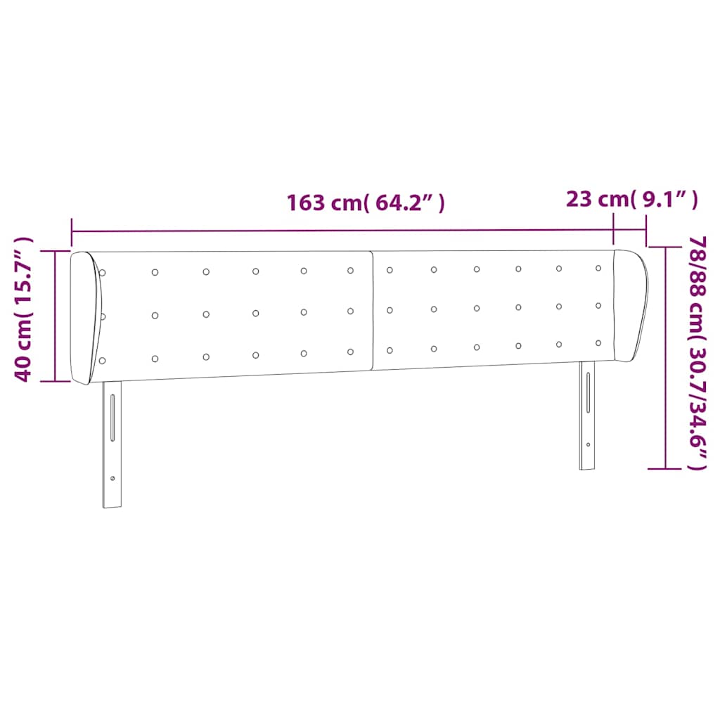 vidaXL Κεφαλάρι με Πτερύγια Γκρι 163x23x78/88 εκ. Συνθετικό Δέρμα