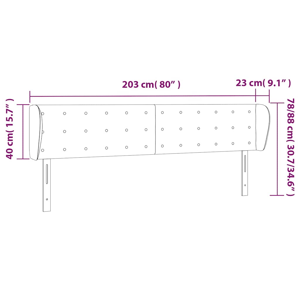 vidaXL Κεφαλάρι με Πτερύγια Καπουτσίνο 203x23x78/88εκ. Συνθετικό Δέρμα
