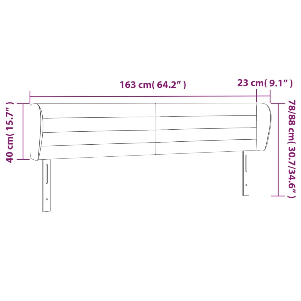 vidaXL Κεφαλάρι με Πτερύγια Σκούρο Καφέ 163x23x78/88 εκ. Υφασμάτινο