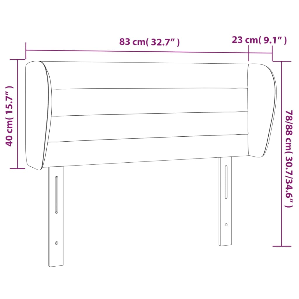 vidaXL Κεφαλάρι με Πτερύγια Ανοιχτό Γκρι 83x23x78/88 εκ. Βελούδινο