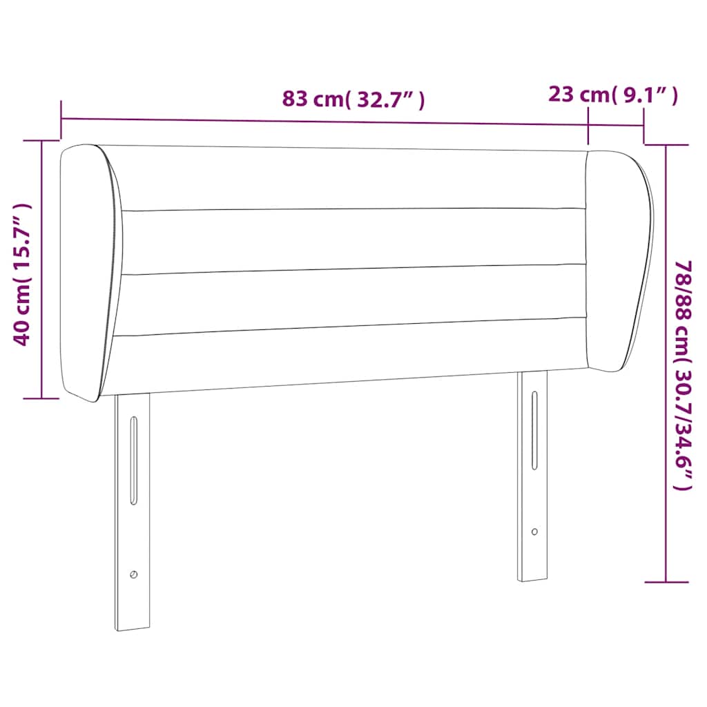 vidaXL Κεφαλάρι με Πτερύγια Σκούρο Μπλε 83x23x78/88 εκ. Βελούδινο