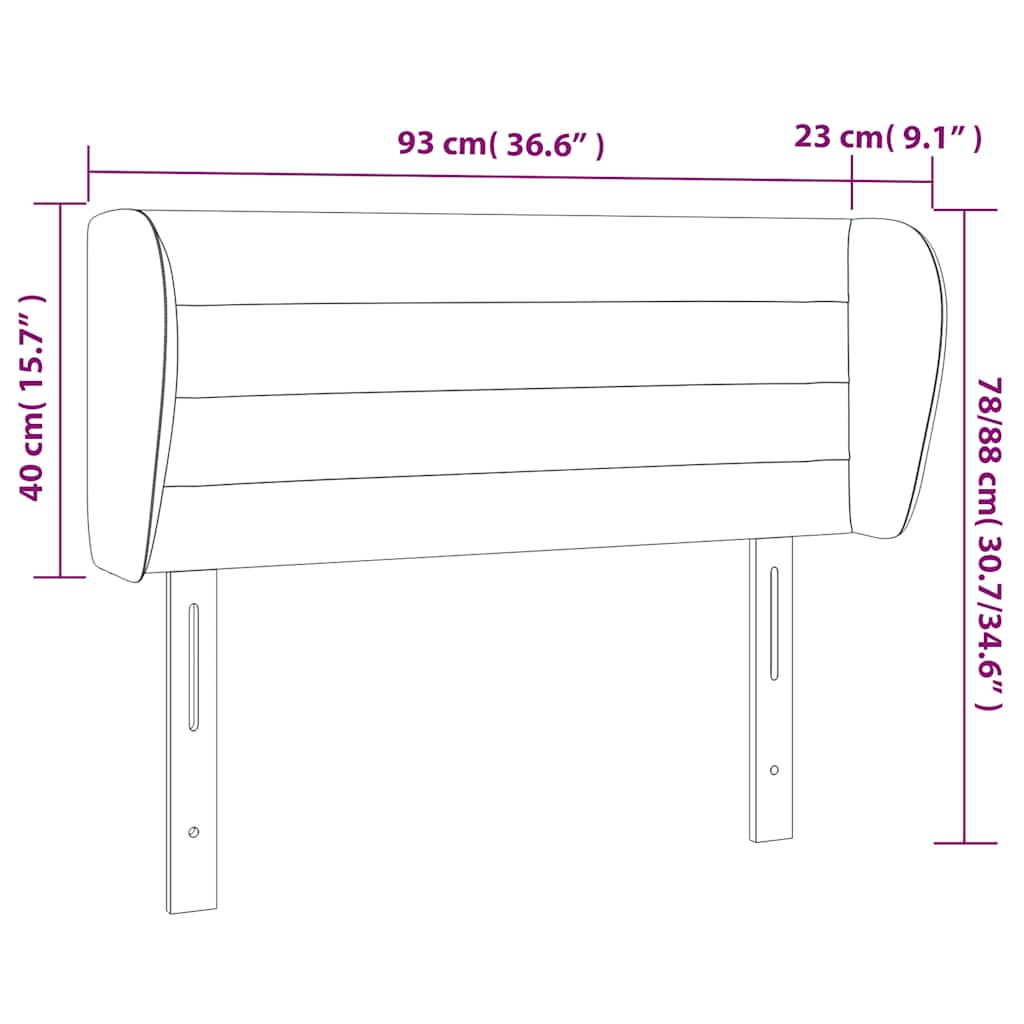 vidaXL Κεφαλάρι με Πτερύγια Σκούρο Πράσινο 93x23x78/88 εκ. Βελούδινο