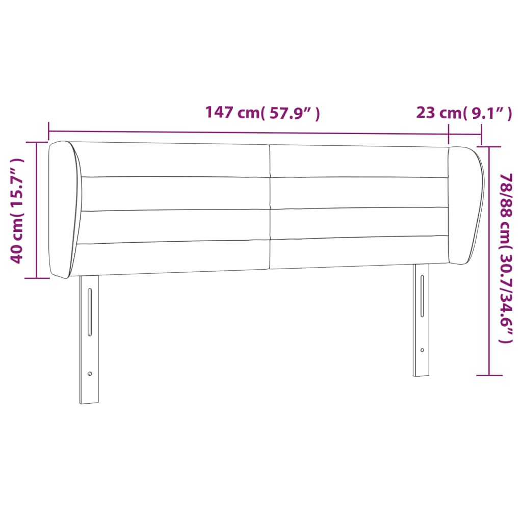 vidaXL Κεφαλάρι με Πτερύγια Ροζ 147x23x78/88 εκ. Βελούδινο