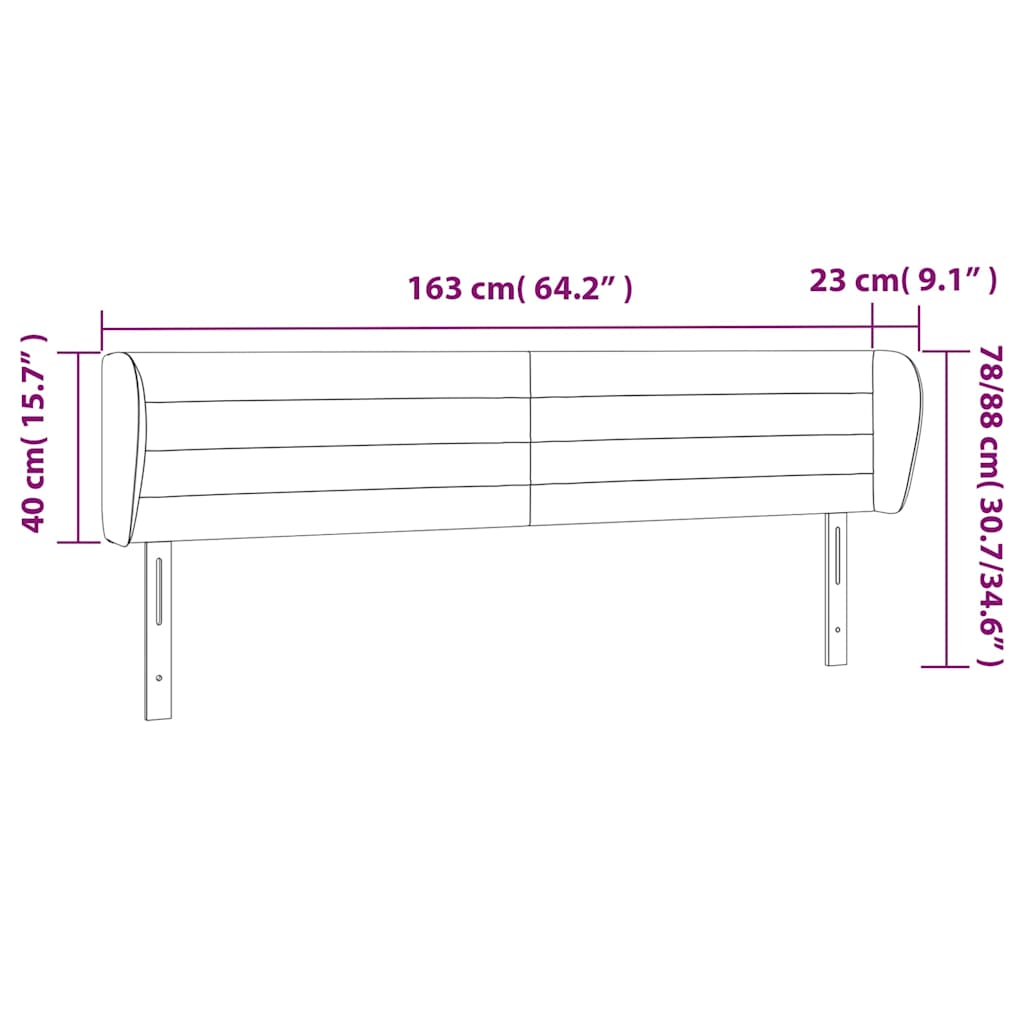 vidaXL Κεφαλάρι με Πτερύγια Σκούρο Γκρι 163x23x78/88 εκ. Βελούδινο