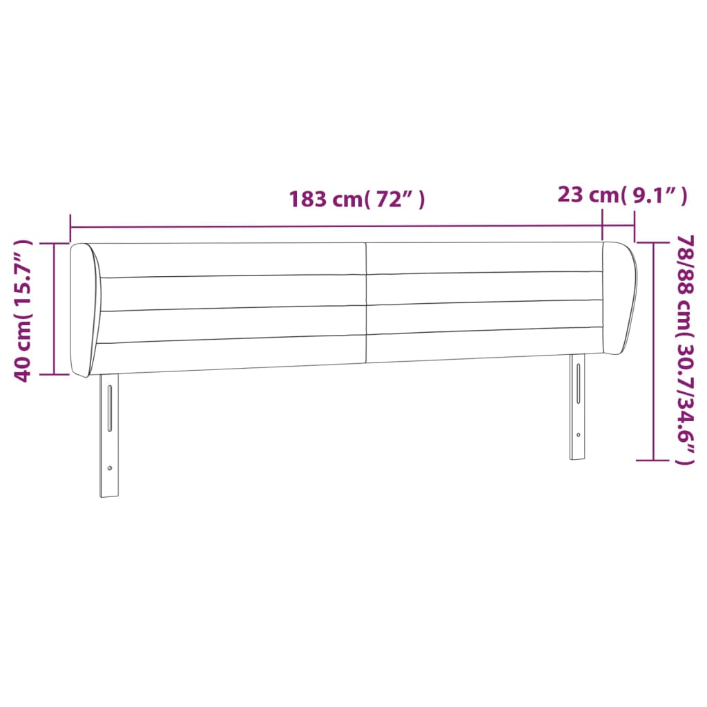 vidaXL Κεφαλάρι με Πτερύγια Ροζ 183x23x78/88 εκ. Βελούδινο