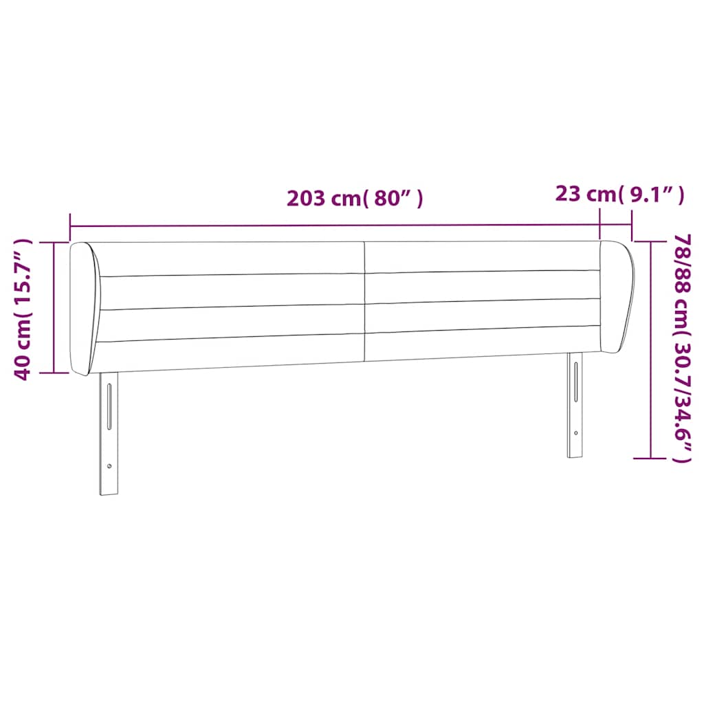 vidaXL Κεφαλάρι με Πτερύγια Σκούρο Μπλε 203x23x78/88 εκ. Βελούδινο