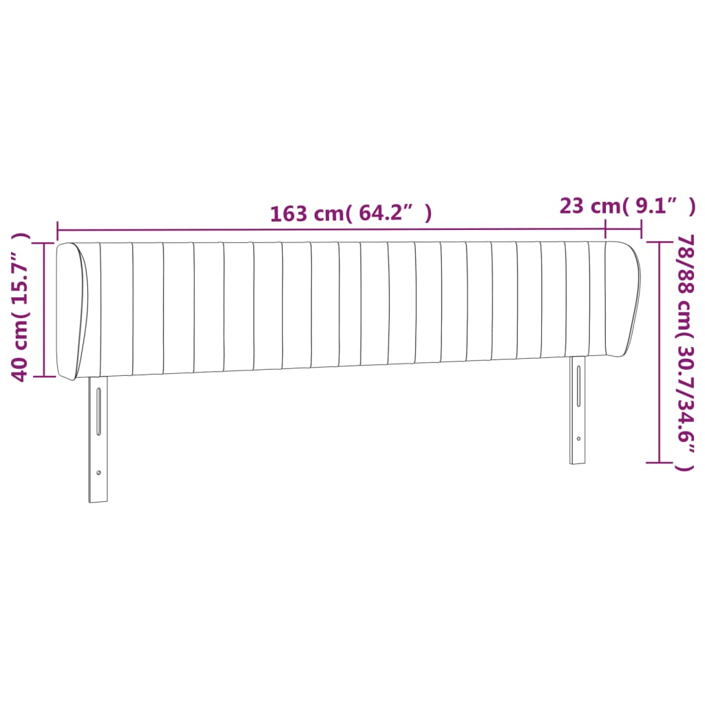 vidaXL Κεφαλάρι με Πτερύγια Ανοιχτό Γκρι 163x23x78/88 εκ. Υφασμάτινο