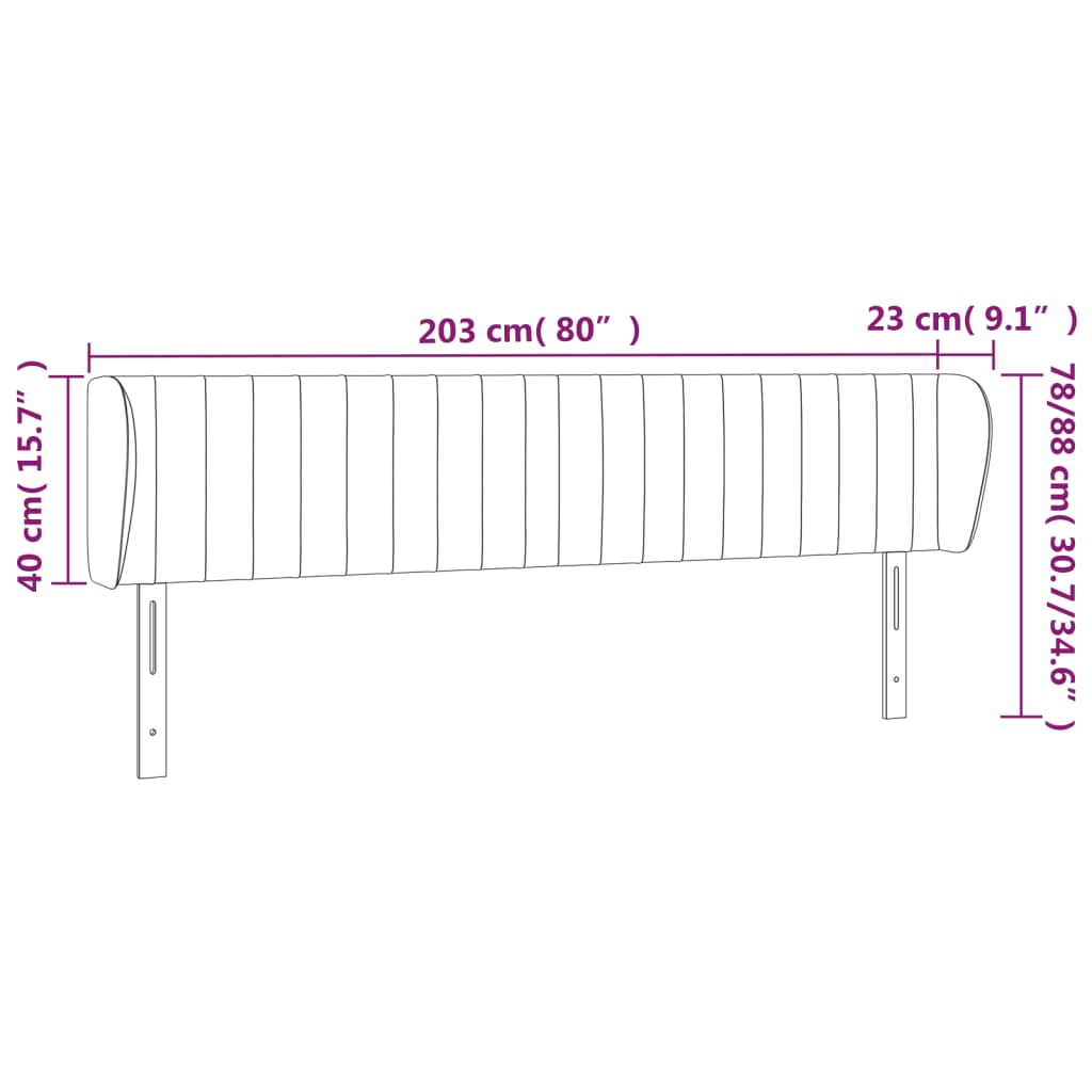 vidaXL Κεφαλάρι με Πτερύγια Σκούρο Καφέ 203 x 23 x 78/88εκ. Υφασμάτινο